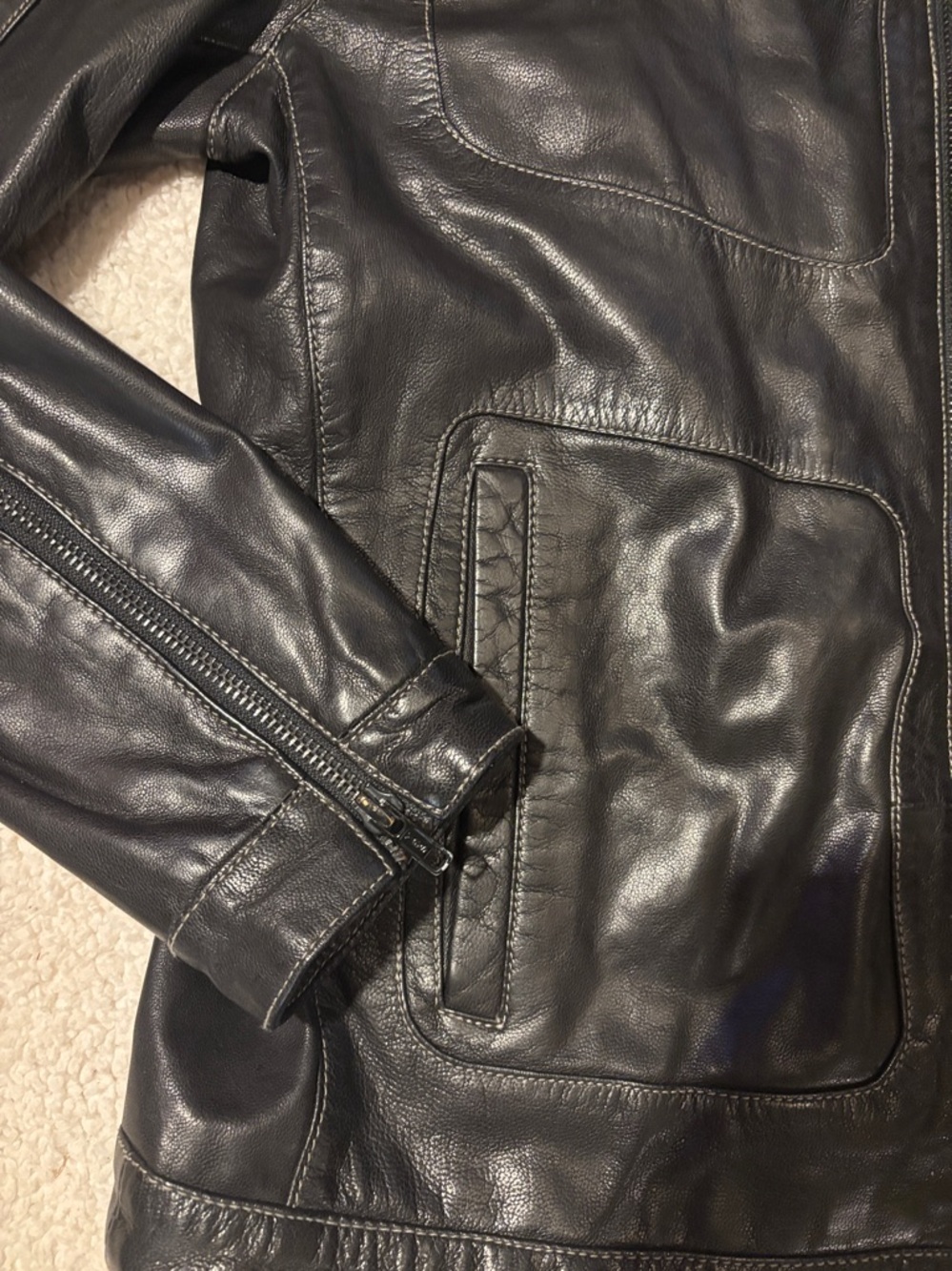 Black Rivet Black Moto-Style Men’s Large Jacket - Picture 3 of 10